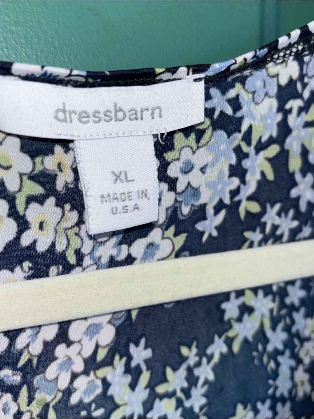 dressbarn xl Black Floral Scoop Neck Blouse with Light Blue and White Flowers - Picture 3 of 5